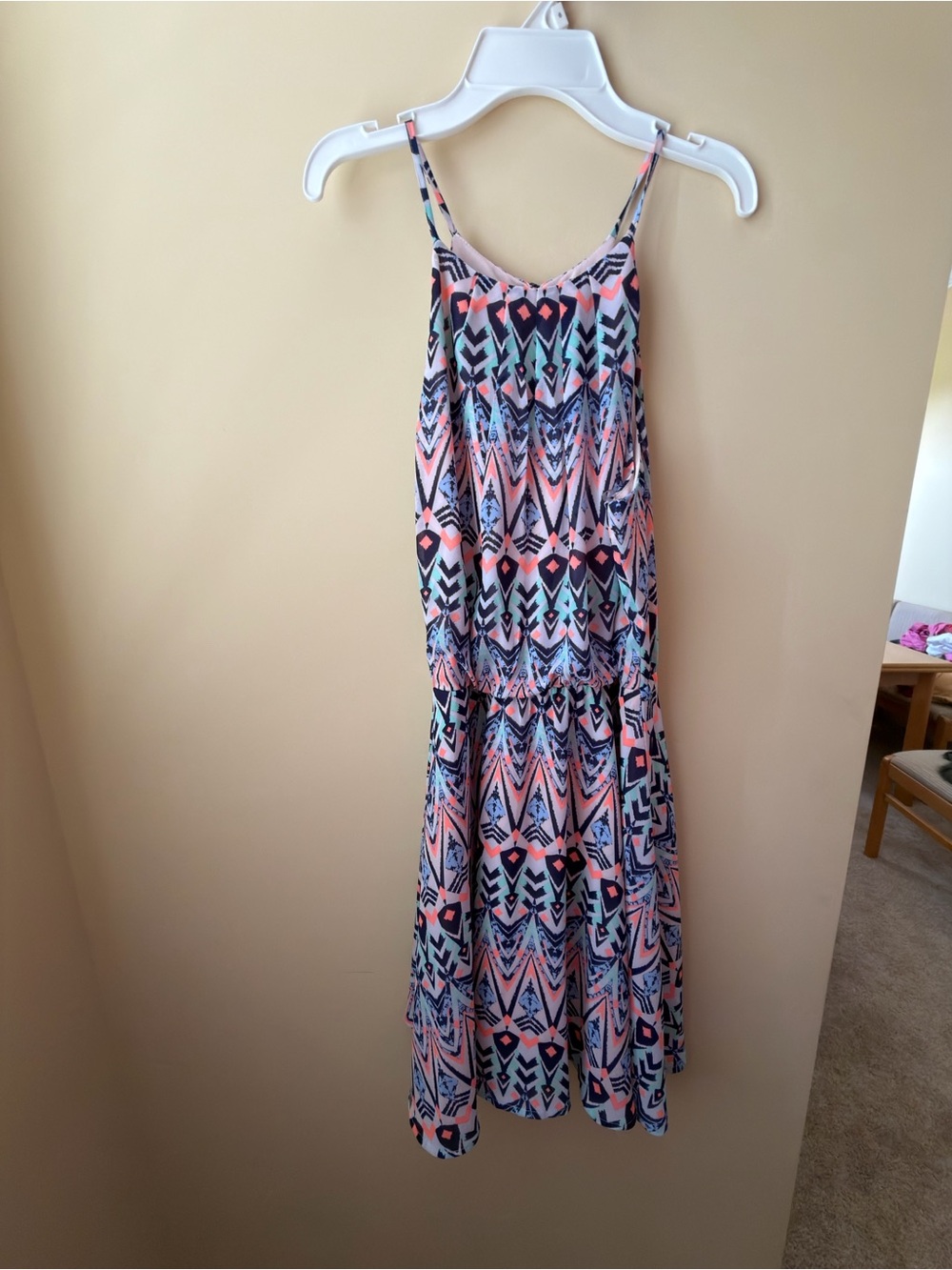 Sleeveless Print Pink & Blue Summer Dress